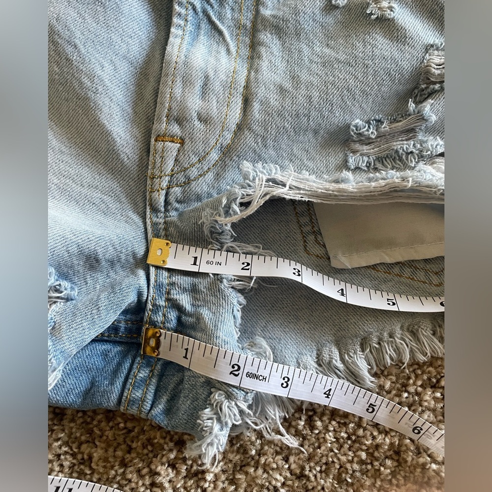 ZARA The High Waist Jean Micro Mini Shorts Womens 2 Light Wash Distressed Cutoff - Picture 15 of 16